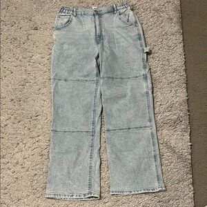 Light Blue Denim Cargo Pants